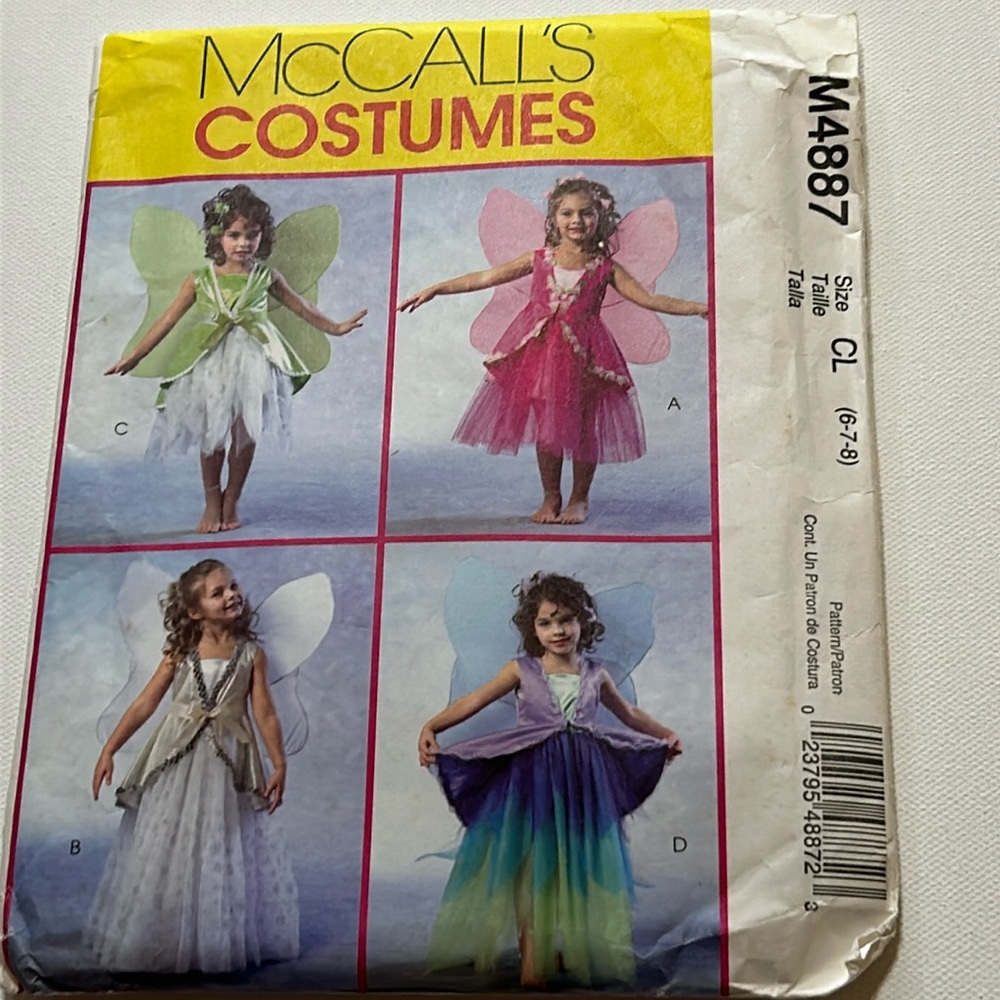 McCall’s Fairy Costume Pattern #M4887 Size CL (6-7-8)
